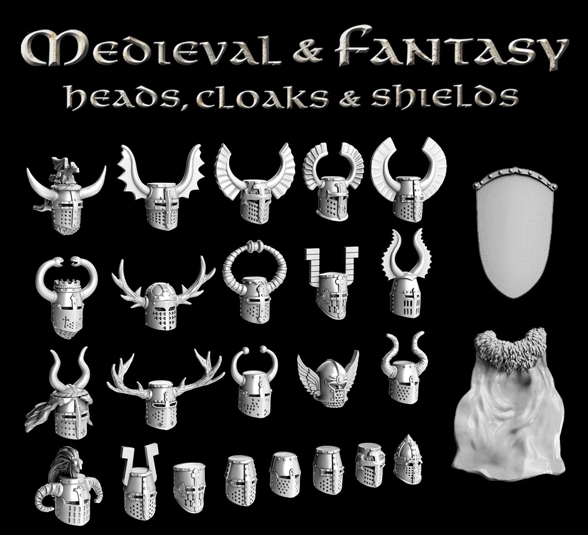 shane foulkes デイノスクスvsクリトサウルス ガレージキット Medieval & Fantasy Heads, Cloaks & Shields - Victrix Limited