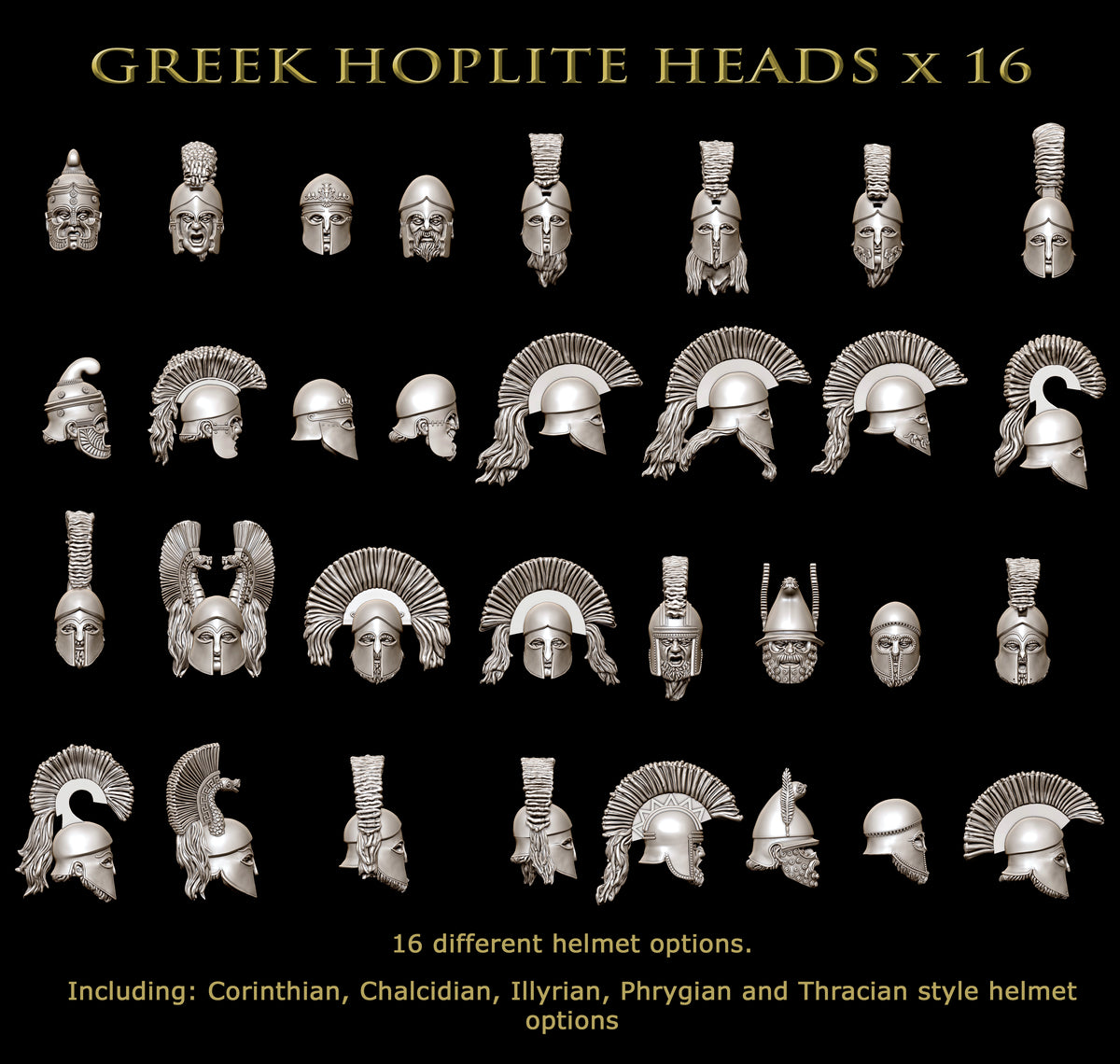 Greek Hoplite Heads x 32