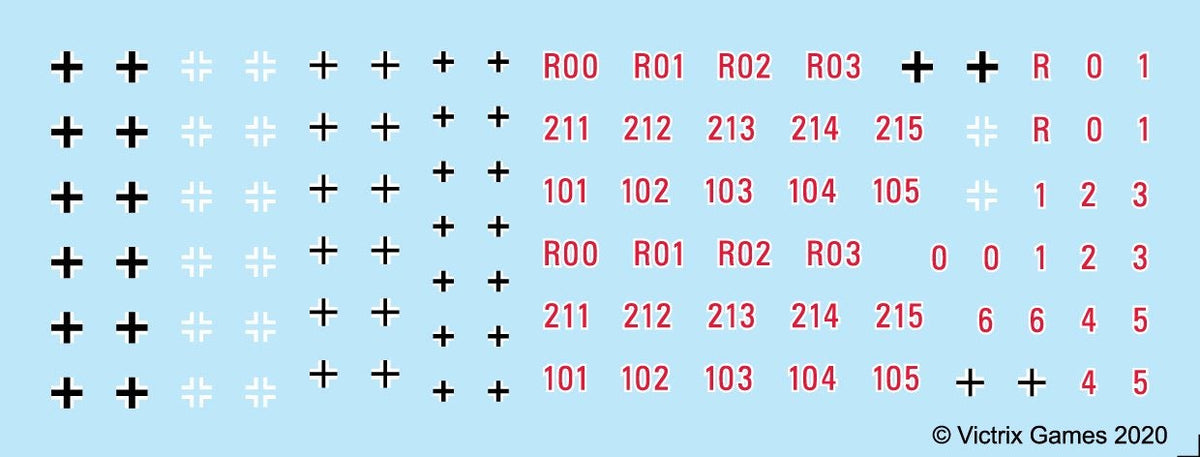 German crosses and red numbers