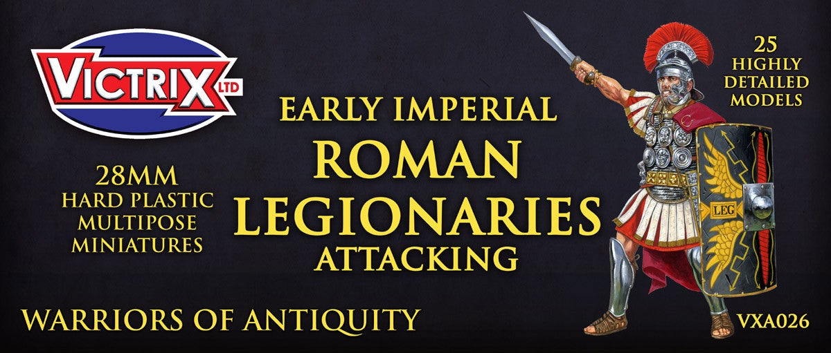 Legionarios romanos imperiales tempranos que atacan