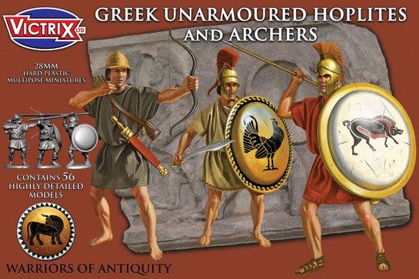 Griechische ungepanzerte Hopliten und Bogenschützen