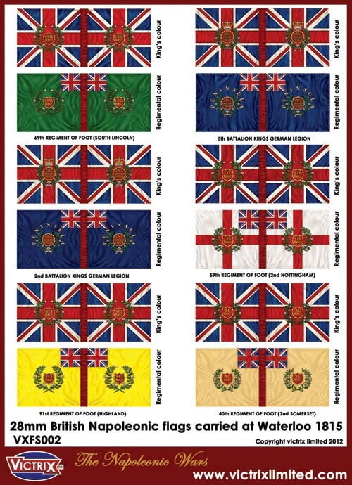 Hoja de bandera Británica Napoleónica A4 (Waterloo) 1
