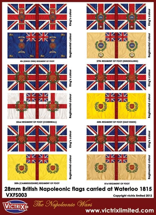 Hoja de bandera Británica Napoleónica A4 (Waterloo) 2