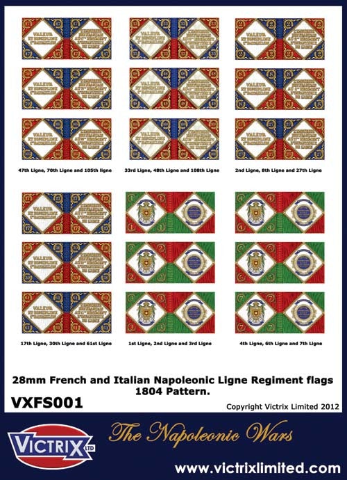 L&#39;A4 1804 francese e italiana emette bandiere di fanteria