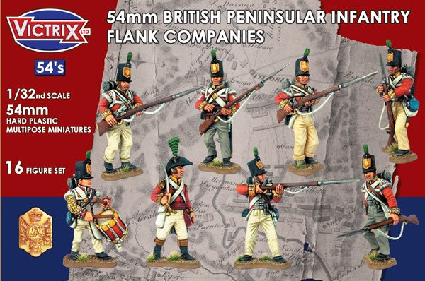 54 mm Companies de flancs d&#39;infanterie péninsulaires napoléoniens britanniques (x16)