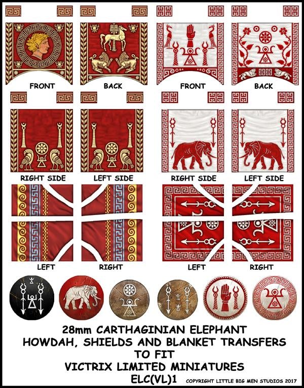 ELC VL 1 Éléphant de guerre carthaginois bouclier, howdah et transferts de couverture